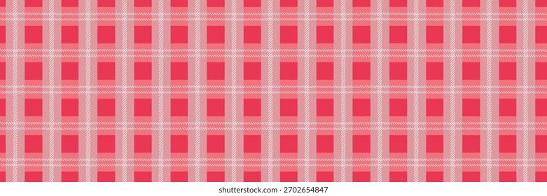 Seamless pink tartan plaid pattern with white stripes. Perfect for fabric design, backgrounds, and digital prints