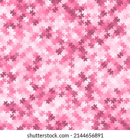 Seamless pink texture with puzzles, jigsaw, childrens pattern. Girly stylish ornament texture for wrapping paper, carpet, bathroom tiles or clothing textile print