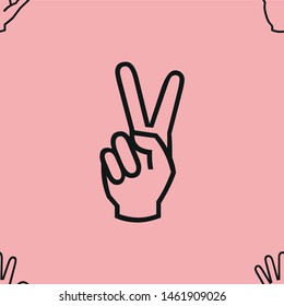 seamless pink two finger peace sign pattern vector