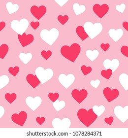 Seamless Pink Valentine Heart Pattern. Pink, Red, White mini heart design it to seamless pattern for industrial use.