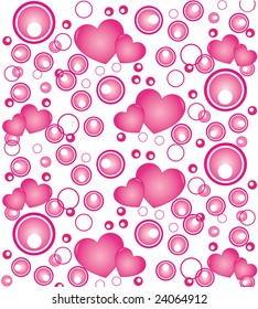 Seamless pink valentine heart pattern on white background