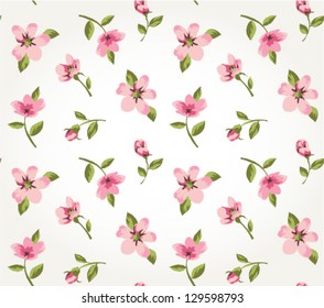 seamless pink vintage flower pattern background vector