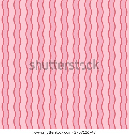 Seamless Pink Wavy Lines Pattern. Vertical Magenta Curves on Light Pink Background. Minimalist Geometric Texture for Fabric, Wallpaper, Nursery Decor. Sweet Girly Abstract Graphic Design Vector.