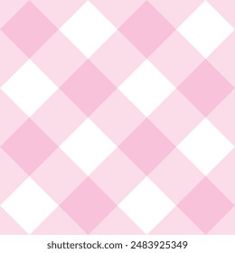 Seamless pink and white background - checkered vector pattern or grid texture for web design, desktop wallpaper or culinary blog website