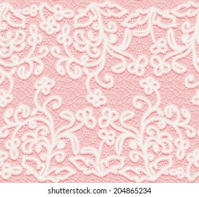 Seamless pink and white lace pattern. Vector illustration.