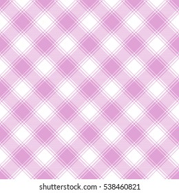 Seamless pink and white plaid pattern print. Classic checkered textile design. 