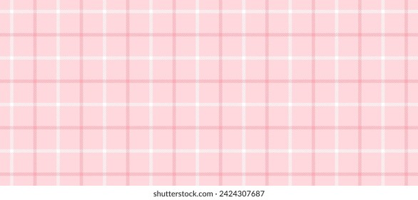 Seamless pink and white windowpane pattern. Checkered plaid repeating background. Tattersall tartan texture print for textile and fabric swatch. Repeated neutral check wallpaper. Vector backdrop