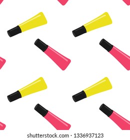 Seamless pink and yellow markers pattern. (vector illustration)