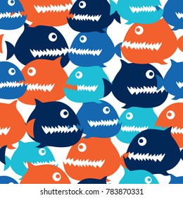 seamless piranha fish pattern vector illustration