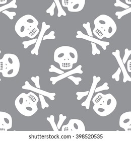 Seamless pirate pattern with skull and crossbones.  Good for textile fabric design, wrapping paper and website wallpapers. Vector illustration.