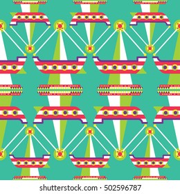 Seamless pirate ship pattern, Amusement Park
