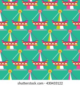Seamless pirate ship pattern vector, amusement park vector, amusement park pattern