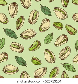 Seamless with pistachio. Hand drawn