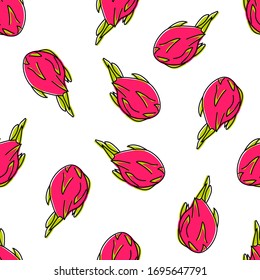 Seamless pitaya pattern design. Dragon fruit pattern. Pitaya background