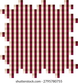 Seamless pixel art background with a marsala and cream gingham checkerboard grid. Great for retro fabric design, web backdrops, wrapping paper, and identity branding.