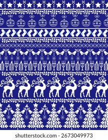 Patrón geométrico de pixel art sin costuras en blanco sobre fondo azul, inspirado en el diseño textil tradicional tailandés. Conveniente para la tela, el Fondo de pantalla, y el fondo digital 
