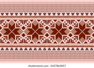 Seamless pixel art pattern. Aztec geometric vector background. Can be used in textile design, web design for making of clothes, accessories, decorative paper, backpack, wrapping, envelope, tile, etc.