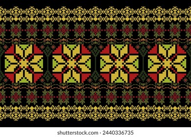 Seamless pixel art pattern. Aztec geometric vector background. Can be used in textile design, web design for making of clothes, accessories, decorative paper, backpack, wrapping, envelope, tile, etc.