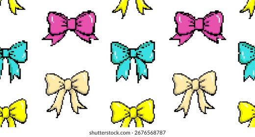 Patrón inconsútil del arte del pixel con los lazos coloridos para los fondos creativos y el diseño retro del juego