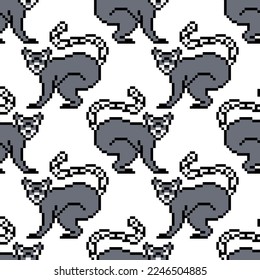 Seamless pixel background with lemurs. Cute animals for the design of fabric, paper, textiles and other surfaces. Vector pattern