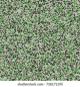 Seamless pixel digital green gray brown and black camouflage pattern vector