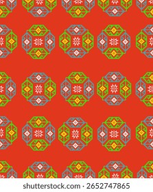 Seamless pixel fabric pattern with a simple and colorful design. Ideal for digital textiles, fashion prints, children’s clothing, backgrounds, and retro gaming themes. Modern minimal pixel style with 