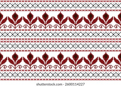 Seamless pixel floral pattern for carpet, fabric printing, decoration.