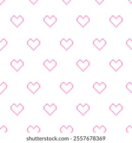 Seamless pixel Hearts pattern, texture background