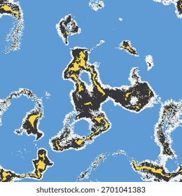 Padrão de vetor de lava de pixel sem costura inspirado em videogames retrô e estética de anime. O fogo líquido abstrato com texturas pontilhadas, ruidosas e grunge cria uma sensação nostálgica de 8 bits