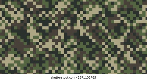 Seamless pixel military fabric pattern