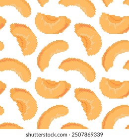 Seamless pixel pattern of apricot slices. Ideal for fabric designs, digital wallpapers and retro-themed projects.