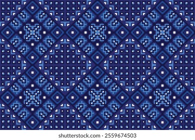 Seamless pixel pattern, art embroidery vector, colorful background, traditional style, abstract design