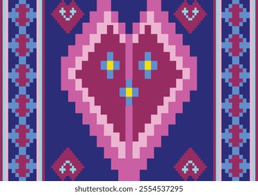 Seamless pixel pattern design for fabric valentine day  art wallpaper background geometric ethic certain carpet wrapping scrapbook 