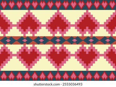 Seamless pixel pattern design for fabric geometric  art wallpaper background geometric ethnic certain carpet wrapping scrapbook valentine day