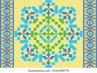 Seamless pixel pattern design for fabric geometric  art wallpaper background geometric ethnic certain carpet floor wrapping scrapbook 