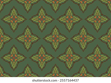 Seamless pixel pattern design for fabric geometric  art wallpaper background geometric ethnic certain carpet floor wrapping scrapbook 