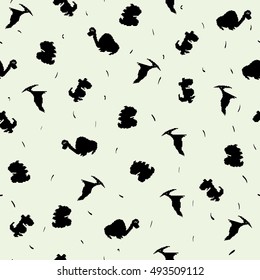 Seamless pixel pattern with funny cartoon dinosaurs. Ideal for children room decoration, wrapping, cards, baby shower, banners, backgrounds.