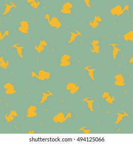 Seamless pixel pattern with funny cartoon dinosaurs. Ideal for children room decoration, wrapping, cards, baby shower, banners, backgrounds.