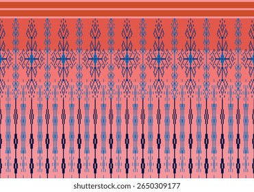 O padrão de pixel uniforme gradiente tons azuis com motivos florais simétricos. O design combina a elegância tradicional com precisão digital, padrões tecidos em cores claras escuras e fundo de gradientes. 