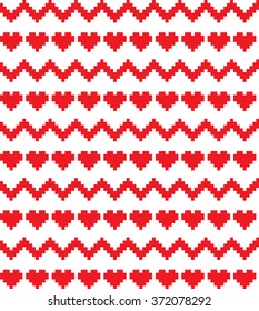 Seamless pixel pattern with hearts for Valentine's Day