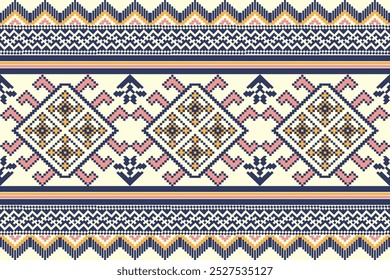 A seamless pixel pattern  on a white background. Detailed Vector Illustration for Textile Print Design 