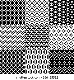 Seamless pixel patterns set vector illustration