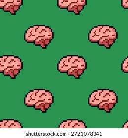 Patrón de cerebro de estilo de píxeles sin costuras