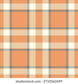 Patrón de tartán de píxeles sin costuras. Diseño clásico a cuadros en beige, naranja y azul.  Ideal para estampados textiles, fondos y proyectos de diseño.