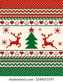 Seamless Pixel winter knitted wool sweater pattern with snowflakes
