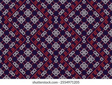 Seamless pixel and zigzag geometric pattern design.