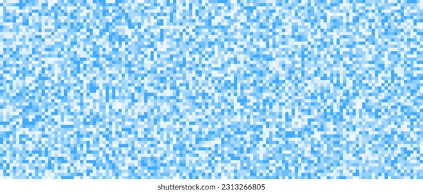 Seamless pixelated blue texture. Navy noise grain pattern. Sapphirine mosaic background. Light blue shades glitter vector background