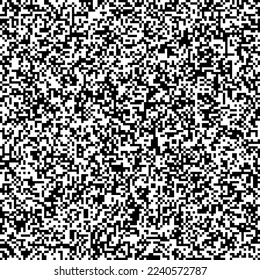 Seamless pixelated tv noise texture. White noise signal grain. Television screen interferences and glitches. Grunge background 