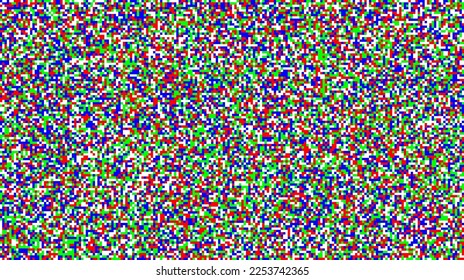 Textura de ruido de tv pixelada sin inconvenientes. Grano de ruido de señal de televisión de color. Interferencias de pantalla y fallos. Grunge vector 