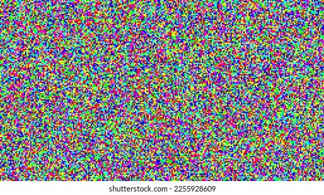 Textura de ruido de tv pixelada sin inconvenientes. Grano de ruido de señal de televisión de color. Interferencias de pantalla y fallos. Grunge vector 